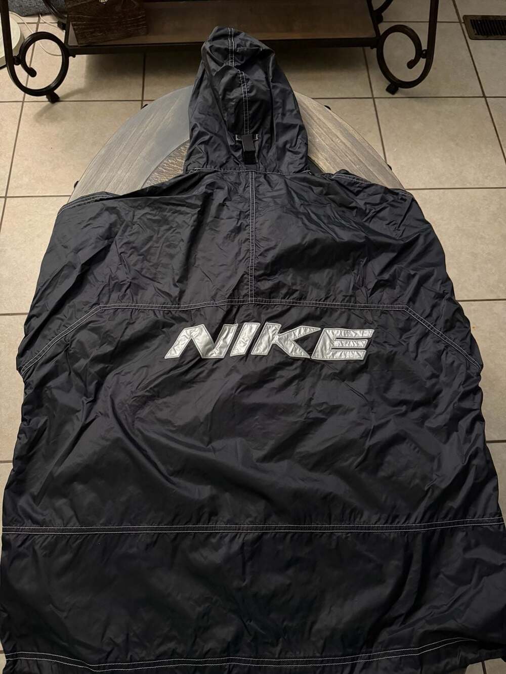 Vintage Nike Windbreaker Jacket with Silver Logo and Hood, Size XL